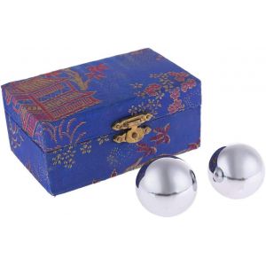 lachineuse - Coffret Boules Qi Gong en M&eacute;tal - Boules Chinoises Anti Stress ? 35 mm - Boules de Sant&eacute; en Acier - Coffret Cadeau Relaxation Zen - Id&eacute;e Objet... - Neuf