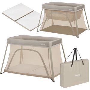 SUBZONAL-Lit de Voyage B&eacute;b&eacute; Parc Enfant 3en1 Alice de 0 &agrave; 15 kg Matelas en Mousse, 2 Niveaux de Hauteur, Pliable, Petit, L&eacute;ger, Entr&eacute;e Lat&eacute;rale, Sac de Voyage (Beige) - Neuf
