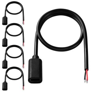 5 Pièces 30cm 22AWG Queue de Cochon USB Type-C Femelle, 5V 3A USB-C vers Fil nu à 2 Broches, Câble de Queue USB Type - C Rallonge de Câble D'alimentation, pour Bricolage - Neuf