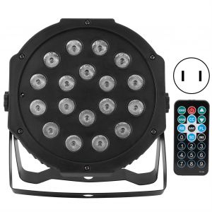 HJLIAN Projecteur de scene 18 LED RGB avec controle du son, pour DJ, club, bar, spectacle de mariage, prise 100-240 V US - Neuf