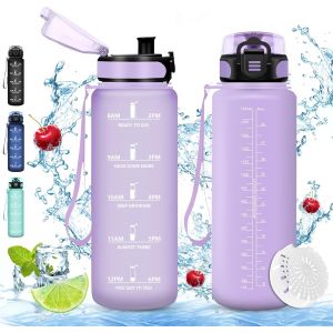 Shiba-Bouteille D'eau, Gourde 500ml/1l/1.5l, Sans Bpa, Étanche & Réutilisable, Bouteille D'eau Avec Marqueur De Temps Et Filtre, C[6 - Neuf