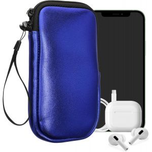 KAL-Housse Universelle Smartphone - Pochette De Protection 16,5 X 8,9 Cm Pour Téléphone Portable L - 6,5"" En Néoprène Bleu Foncé Métallique - Neuf