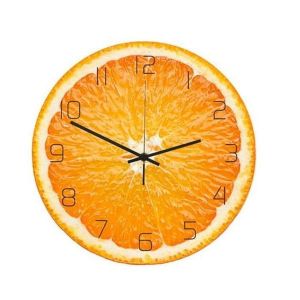 Horloge murale orange mod&egrave;le CC093 pour la d&eacute;coration de la maison et du bureau - Mouvement &agrave; quartz, fonctionnement silencieux, diam&egrave;tre 30 cm - Neuf