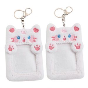 Peluche mignonne Carte de la Manche Trousseau Pendentif pour les Photos et les Id, Kawaii Conception de Chat, Pack de 2, Mat&eacute;riau Souple, Taille Compacte - Neuf