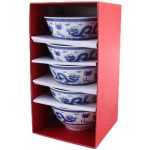 Eryi-- Série 5 Bols À Riz Chinois ¿ 11,5 Cm 275 Ml - Design Dragon Chinois - Bols Pratiques - Teinte Bleu De Chine - Traditions Et Décoration Chinoise - Idée Cadeau - Neuf