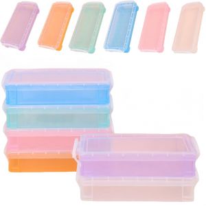 Lot De 6 Boîtes À Crayons-Organiseur De Bureau-Organiseur De Bureau-Marqueurs-Organiseur De Papeterie-Boîte À Crayons Avec Couvercle-6 Couleurs - Neuf