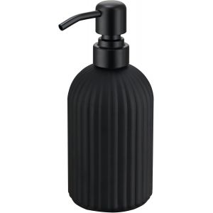 Distributeur de savon en verre noir mat avec pompe en acier inoxydable antirouille,design à rayures verticales,qualité supérieure pour salle de bain et cuisine commerciale - Neuf