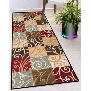Sjzg-Tapis De Cuisine Devant Evier 40x120cm Moderne Lavable Antiderapant Long Design Traditionnel Tapis De Passage Pour Cuisine Couloir Passage Chambre Blanc Rouge Marron - Neuf