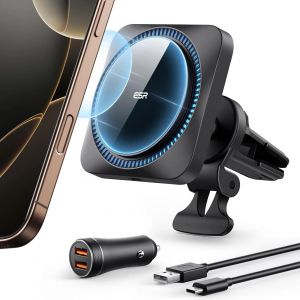 Chargeur de voiture Magsafe pour iPhone 15 14 Pro Max, support pour iPhone s&eacute;rie 13/12, chargeur sans fil avec CrMongolia Boost - Neuf