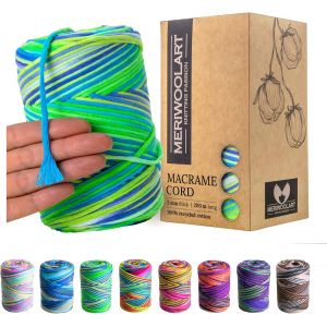 Sjzg-Corde Macram&eacute; 3mm - Fil Macram&eacute; Corde 200m - Corde De Coton Simple Torsion - Corde Macram&eacute; Coton Recycl&eacute; Oeko-Tex - Bricolage Macram&eacute; D&eacute;coration Int&eacute;rieure Boho - Neuf