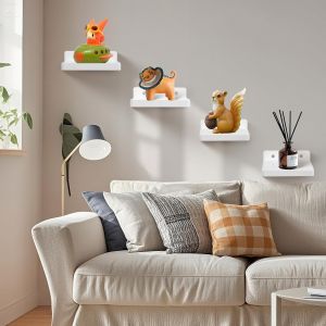 Lot De 2 Petites &Eacute;tag&egrave;res Murales Flottantes De 12,7 Cm - Mini Haut-Parleurs, Babyphone, Appareils Photo, Pr&eacute;sentoir De Figurines (Noyer) - Neuf