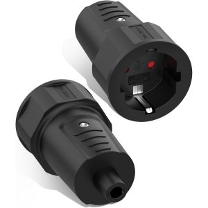 Prise Femelle Schuko, 2 Pi&egrave;ces Couplage 250 V/16 A avec Contact de Protection, Prise Electrique Femelle, Accouplement Schuko IP44 Fiche Electrique Femelle pour c&acirc;ble de 8 mm - Neuf