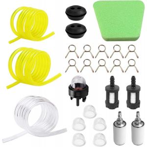 MEVRONISSHOP-Kit de Durite Essence Debroussailleuse, Pieces Detachees Debroussailleuse Universel, Tuyau Essence Debroussailleuse (2&times;3mm/2,5&times;5mm/3&times;5mm) avec Poire D'amor&ccedil;age Debroussailleuse, pour Jar - Neuf