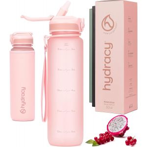 Eryi-Gourde D'eau 1l Sans Bpa, Bouteille Avec Marqueur De Temps, Paille Et Verrouillage Sécurisé - Housse En Néoprène, Étanche, Anti-Fuite, Réutilisable, Légère - Idéal Pour Sport, École, Travail - Neuf