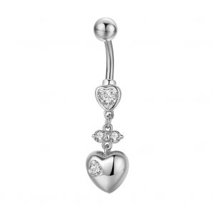 Piercing De Nombril En Zircon, Simple Et Tendance, En Forme De Cour (Argente Et Blanc) - Neuf