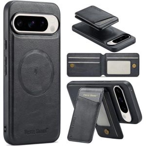 Trahoo-Étui De Protection Magnétique Pour Téléphone Portable Google Pixel 9 Pro, Avec Compartiment Pour Cartes, Portefeuille Magnétique Pour Cartes De Crédit, En Cuir, Anti-Chocs, Noir - Neuf