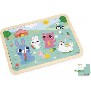 KASFL-Puzzle En Bois 24 Pièces Enfant Dès 4 Ans-Thème Ferme-Modèle Inclus+Jeu Des 5 Erreurs Sur Le Plateau-Développe La Concentration Et L'Observation-Produit Fsc-J07126 - Neuf