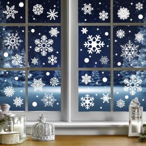 Decoration Noel Stickers Noel Fenetre 247 Pcs Flocon De Neige, Réutilisable Impression Recto-Verso Electrostatique Autocollant Noel Fenetre Intérieur Deco Noel Pour Fenêtre Porte Miroir[Z12] - Neuf