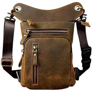 Sjzg-Xieben Leather Drop Bag Sac Pour Hommes Femmes Moto V&eacute;lo Equitation V&eacute;lo Multi-Purpose Cuisse Taille Fanny Pack Hommes Voyage Sports P&ecirc;che Chasse Randonn&eacute;e &Agrave; L'ext&eacute;rieur Camping Pochette - Neuf