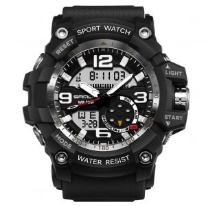 Sanda Montre &Eacute;lectronique Multifonctionnelle Montre-Bracelet Sport &Agrave; Double Affichage &Eacute;tanche (Noir) - Neuf