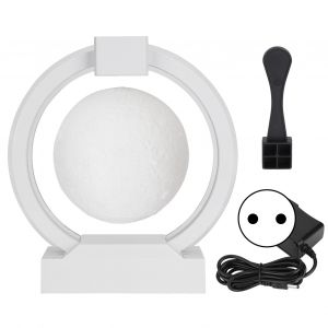Hjlian Suspension Magnetique Blanche En Forme De Lune, Veilleuse Flottante, Decoration De Bureau, Cadeau D'anniversaire, Prise Ue 100-240 V - Neuf