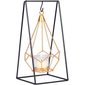 KALANKA-Bougeoirs Decoration, Bougeoir géométrique en Métal Bougeoir Fer Forgé Style Nordique Photophore en Métal Support de Bougie en Verre Géométrique en Métal Bougeoir Géométrique Suspendu, Swing - Neuf