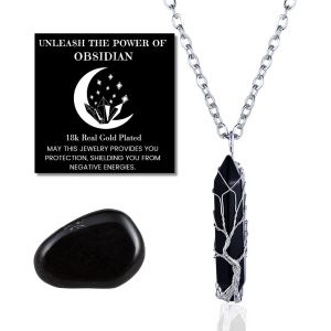 Kal-Collier En Pierre De Lune - Amour Lunaire - Fil Arbre De Vie Fait Main Plaqu&eacute; Platine/18 Carats Or,Pendentifs En Forme De Hexagonale En Cristal Naturel Et Cha&icirc;ne De 50cm,Cadeau Pour Elle - Neuf