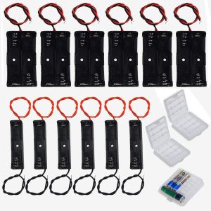 12PCS AA Support de Batterie, Noir Batterie Stockage Boite Coffre Support, AA Battery Holder Box Case, 1.,5V/2 x 1,5V 3V, 3PCS Bo&icirc;te &agrave; Piles en Plastique pour AA et AAA (Transparent) - Neuf