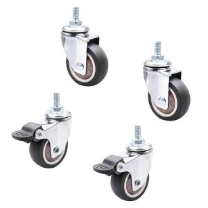 meimie-Lot De 4 Roulette Pivotantes Petite Roulettes Pour Meubles Transport Roulettes À Tige Fileté Pour Chariots Meubles Établi Coffre À Jouets 25Mm (Argenté,25Mm) - Neuf
