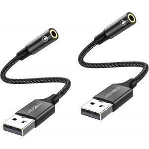 Adaptateur Usb Vers Jack 3,5 Mm, Carte Son Externe Usb A Vers Aux Stéréo Auxiliaire 3,5Mm Compatible Avec Casque,Pc,Linux (Remarque: Ne Convient Pas Aux Téléviseurs)[Z2349] - Neuf