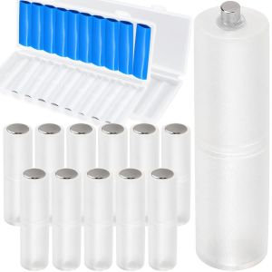 Bo&icirc;te &agrave; Piles AAA vers AA Support de Batterie en Plastique, Convertisseur de Cellule Bo&icirc;tier Transparent Coque de Batterie 1,5 V avec Contacts M&eacute;talliques Blanc, 20 Pi&egrave;ces - Neuf