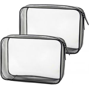 Ventes promotionnelles 2pcs Clair Voyage Trousse de toilette Maquillage Trousse cosm&eacute;tique Portable &Eacute;tanche Transparent Stockage - Neuf