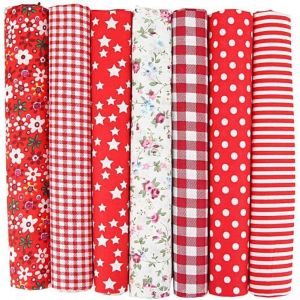 Lot De 7 Tissus En Coton-50 X 50 Cm-Pour Couture,Patchwork,Bricolage,Vendu Au Mètre-Pour Vêtements,Linge De Lit,Rideaux,Nappes-Rouge - Neuf