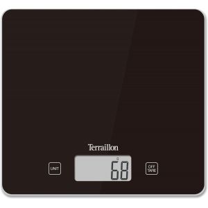 Terraillon - T1040 Classic Black, Balance De Cuisine &Eacute;lectronique, Plateau Verre, Tare, Conversions Liquides, Ultra-Fine, Port&eacute;e 5 Kg, Graduation 1g, Noir - Neuf