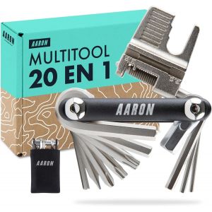 Outil Multifonction 20 En 1-Outil Multifonction Pour V&eacute;lo En Acier Inoxydable/Aluminium-Mini Outil De V&eacute;lo Pliable Avec De Nombreuses Fonctions-Outil Pratique Pour V&eacute;lo En Noir - Neuf