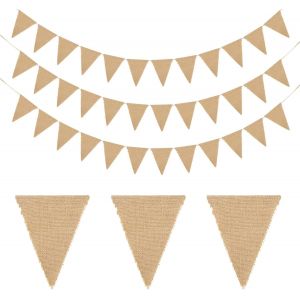 Guirlande Fanions Toile de Jute,12 Mètres/36pcs Drapeaux Triangle Bannière Vintage pour Mariage Fête Baptême,Décoration Intérieure et Extérieure - Neuf