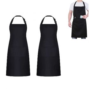 Ensemble De 4 Chef Tabliers, Imperméable Et Réglable Noir Tablier - Neuf