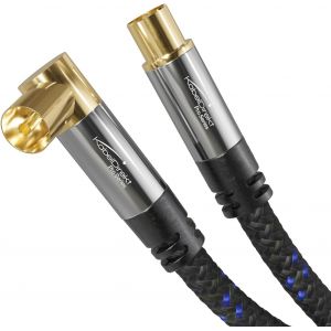 C&acirc;ble Antenne HDTV-7,5m-(75 ohms,connecteur F coaxial coud&eacute; (90&deg;) tress&eacute; & connecteur coaxial droitm,pour TV,HDTV,radio,DVB-T2,DVB-C,DVB-S,coud&eacute;) - Neuf