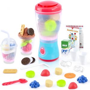 Blender Toy De Smoothies,Set De Ustensile Cuisine Enfant Avec Mixeur,Jouets Alimentaires,Actions Réalistes,Lumières Et Sons,Accessoire Cuisine Pour Enfant 3+ Ans - Neuf