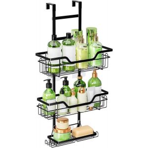 Jexnovashop-Etagere Douche &Agrave; Suspendre, Porte Savon Douche Sans Per&ccedil;age, Support Gel Fouche Salle De Bain, Etagere Salle De Bain Avec Porte-Savon, Noir - Neuf