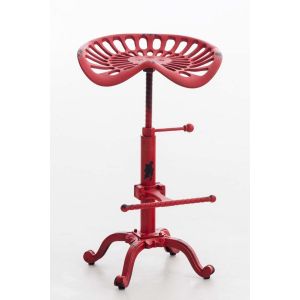Tabouret De Bar Industriel Réglable En Métal Rouge - Neuf