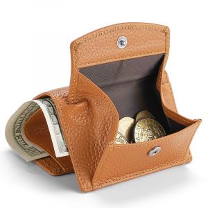 Portefeuille individuel marron édition spéciale 1 modèle en cuir de vachette, fabrication de style « viennois », avec compartiment à monnaie carré typique de LEAS - Neuf