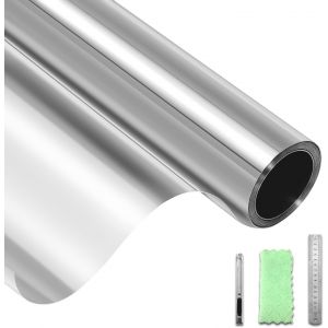 Film Fenêtre Anti-Regard Film Miroir Pour Fenêtre Sans Tain Film Occultant Fenêtre Anti Uv Protection Solaire Anti Chaleur Film Électrostatique Vitre Maisons, Bureaux(Argent-Argent,30x200cm) - Neuf