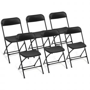 Chaise Pliante Avec Structure En Acier Et Pvc, Assise Peu Encombrante Avec Pieds Et Poignée, De Voyage, Cuisine, Salon, Chambre À Coucher, 6 Pièces - Neuf