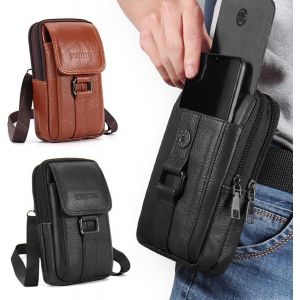 AER-Étui de Ceinture Pochette Téléphone Holster, Grande Pochette Smartphone, Sacoche Ceinture Homme, Pochette Telephone Portable, Sac Bandoulière Homme, Multi-usages Taille Sac (Noir) - Neuf