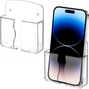 KALANKA-Lot de 2 supports muraux transparents pour téléphone portable avec trou de charge pour la plupart des téléphones portables, support de télécommande de chevet - Neuf