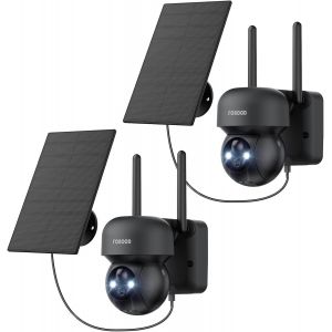 2K Camera Surveillance Wifi Exterieure Sans Fil - 360° Ptz Camera Surveillance Batteries ¿ Solaire Camera Vision Nocturne Couleur Détection Humaine Audio Bidirectionnel Ip66 - Neuf