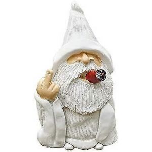 Statue De Jardin - Doigt D'honneur Gnome Fumant - Statue De Jardin En Résine - Statue Décorative - Neuf