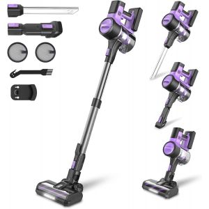 Aspirateur Balai sans Fil, Aspirateur sans Fil Puissant 45Kpa, 50Min Autonomie, Batterie Amovible, Brosse Anti-Emmêlement, Aspirateur Balai sans Sac Léger pour Poils d'animaux Tapis Sol Dur - Neuf