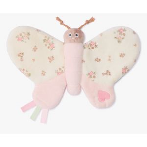 Doudou papillon Orchestra rose &eacute;cru floral jouet b&eacute;b&eacute; peluche naissance romantic mood soft toy blanket baby - Neuf